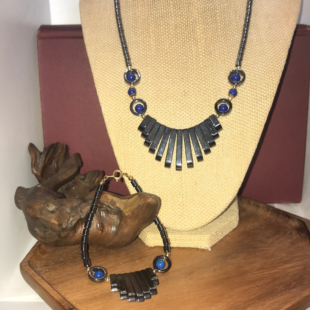 Hematite necklace with matching bracelet